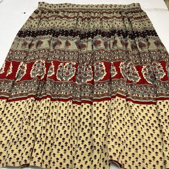 Vintage Sag Harbor Skirt Womens L Tiered Broomstick Peasant Floral Boho Hippie‎ - Picture 3 of 8